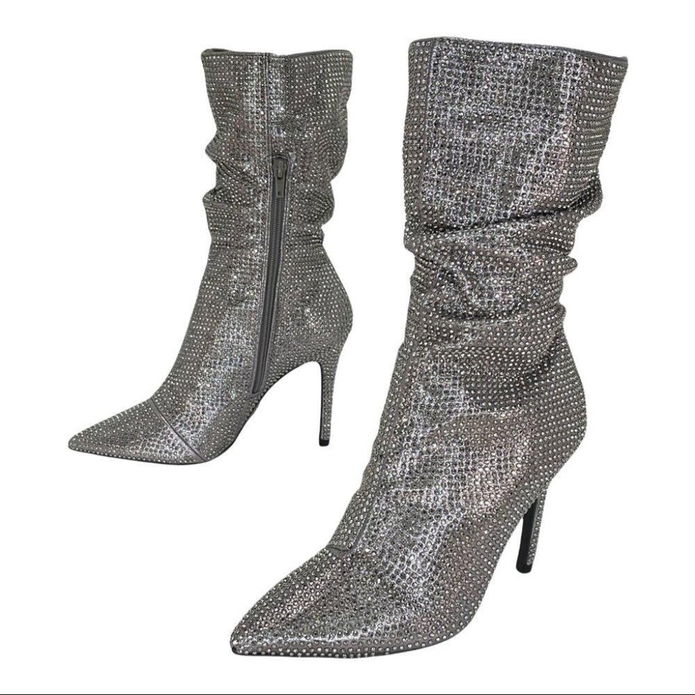 Thalia Sodi Glittering Silver Heeled Boots - Picture 10 of 12